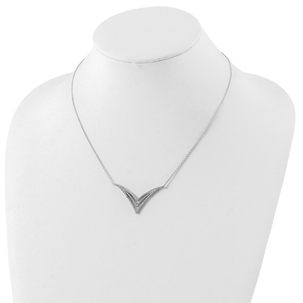 Sterling Silver Rhodium-Plated Fancy Cz Necklace
