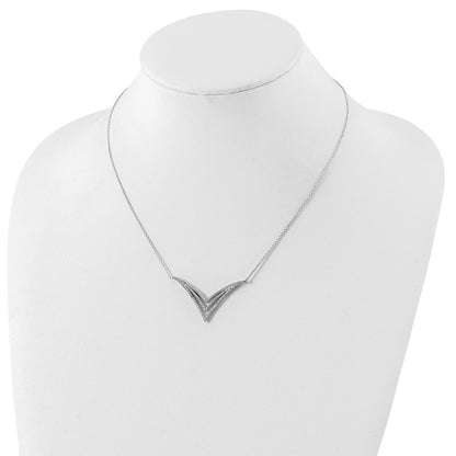 Sterling Silver Rhodium-Plated Fancy Cz Necklace