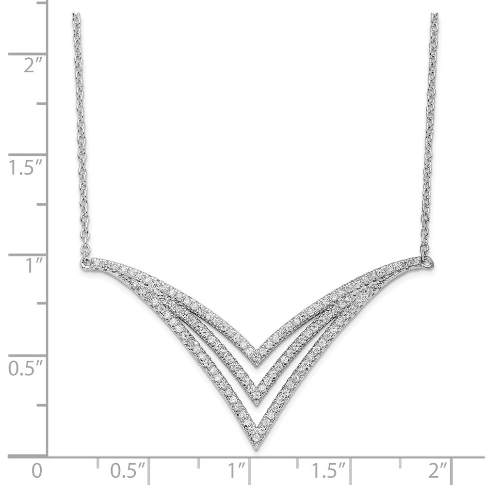 Sterling Silver Rhodium-Plated Fancy Cz Necklace