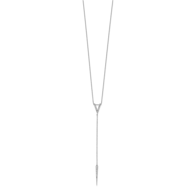 Sterling Silver Rhodium-Plated Cz 18In Drop Necklace