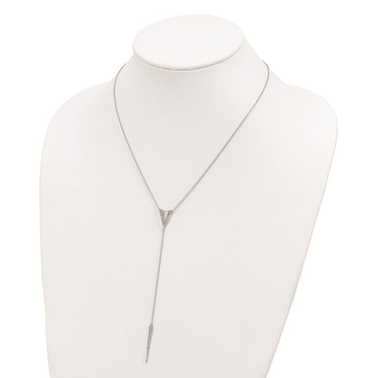 Sterling Silver Rhodium-Plated Cz 18In Drop Necklace
