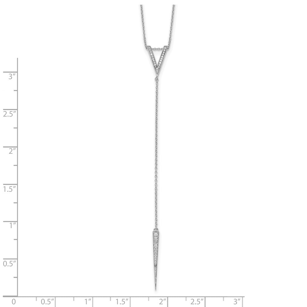 Sterling Silver Rhodium-Plated Cz 18In Drop Necklace