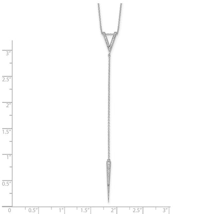 Sterling Silver Rhodium-Plated Cz 18In Drop Necklace