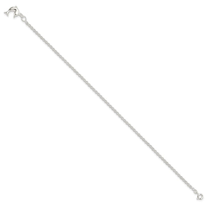 Sterling Silver 9Inch Hollow Polished 3-D Dolphin Anklet