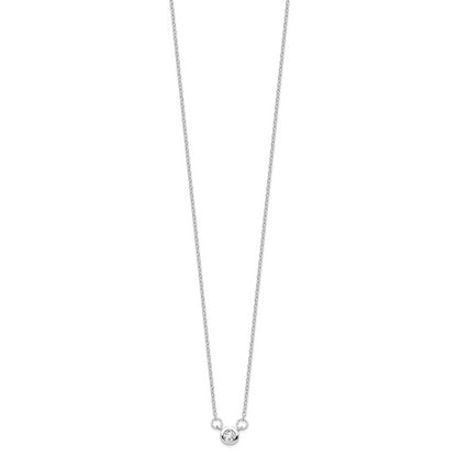 Sterling Silver Rhodium-Plated 18In Bezel-Set 5mm Cz Necklace