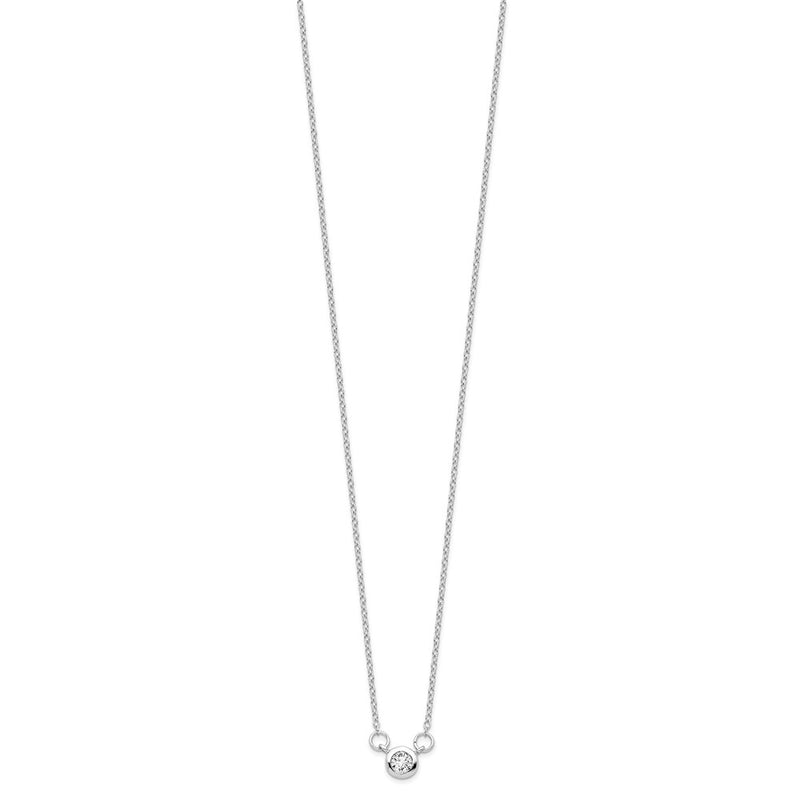 Sterling Silver Rhodium-Plated 18In Bezel-Set 5mm Cz Necklace