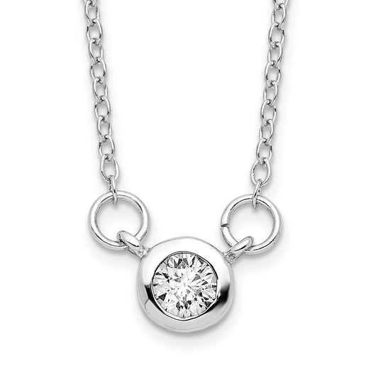 Sterling Silver Rhodium-Plated 18In Bezel-Set 5mm Cz Necklace