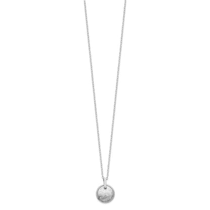Sterling Silver Rhodium-Plated Matte Puffed Circle W/2In Ext. Necklace