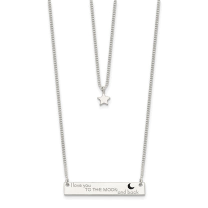 Sterling Silver Enameled Moon And Back 2-Strand Bar Necklace