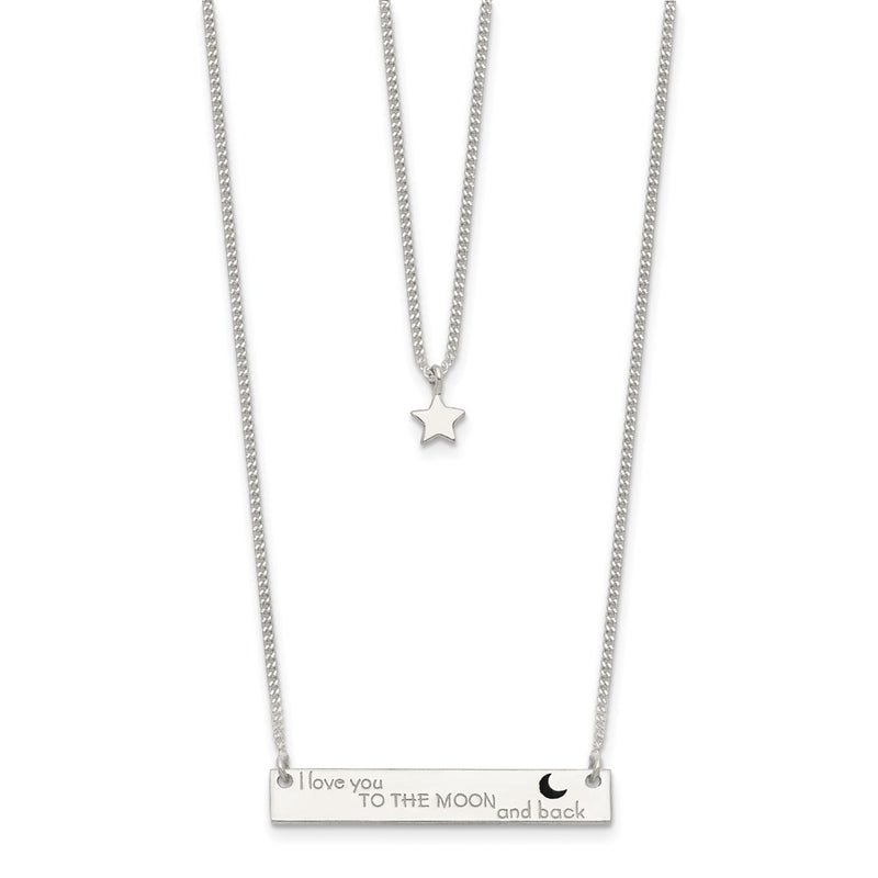 Sterling Silver Enameled Moon And Back 2-Strand Bar Necklace