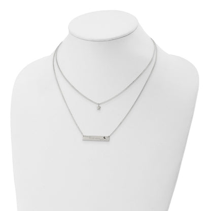 Sterling Silver Enameled Moon And Back 2-Strand Bar Necklace