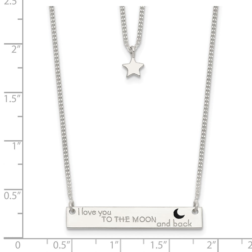 Sterling Silver Enameled Moon And Back 2-Strand Bar Necklace
