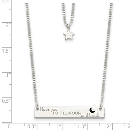 Sterling Silver Enameled Moon And Back 2-Strand Bar Necklace