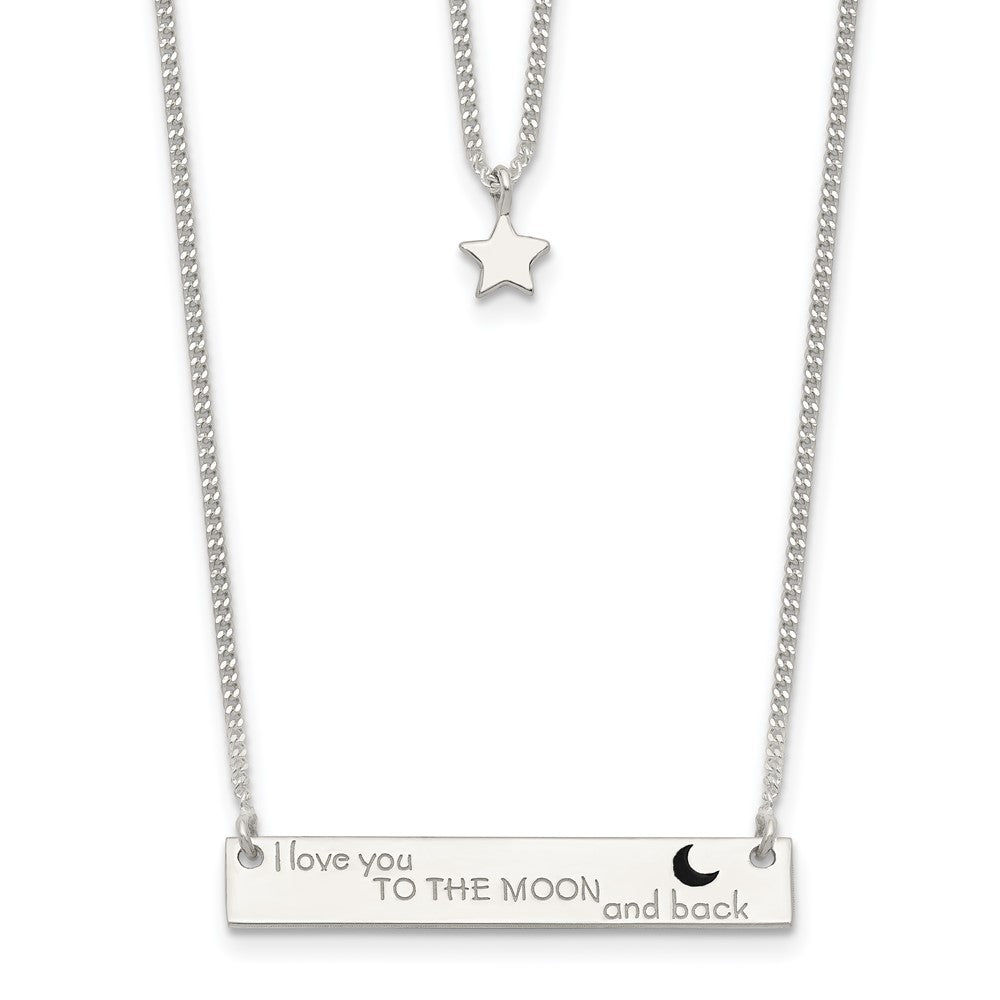 Sterling Silver Enameled Moon And Back 2-Strand Bar Necklace