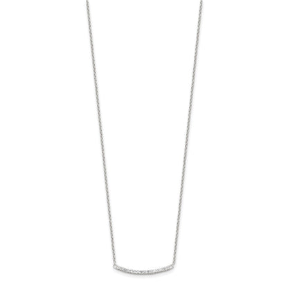 Sterling Silver Cz 18In Curved Bar Necklace
