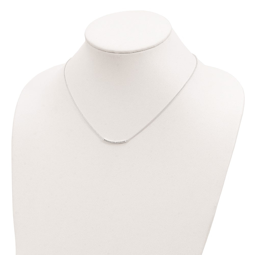 Sterling Silver Cz 18In Curved Bar Necklace