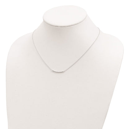 Sterling Silver Cz 18In Curved Bar Necklace