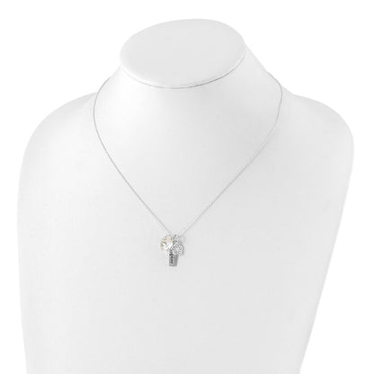 Sterling Silver Enameled Inspire Crystal Heart Necklace
