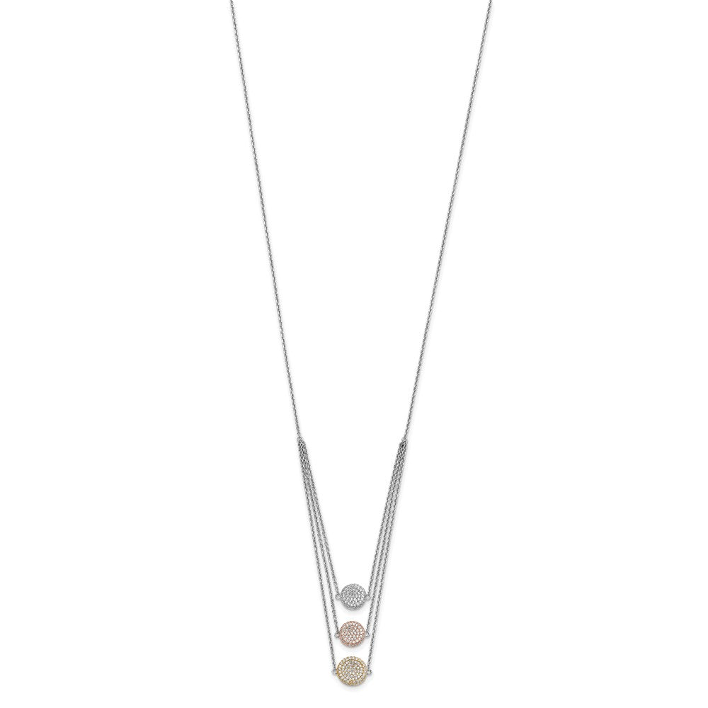 Ss/Gold Plated Sterling Silver Gold-Plated And Rose-Plated Cz W/2In Ext Necklace