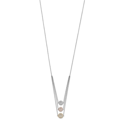 Ss/Gold Plated Sterling Silver Gold-Plated And Rose-Plated Cz W/2In Ext Necklace