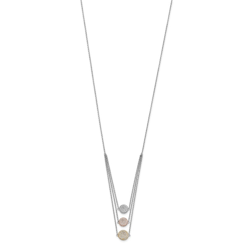 Ss/Gold Plated Sterling Silver Gold-Plated And Rose-Plated Cz W/2In Ext Necklace