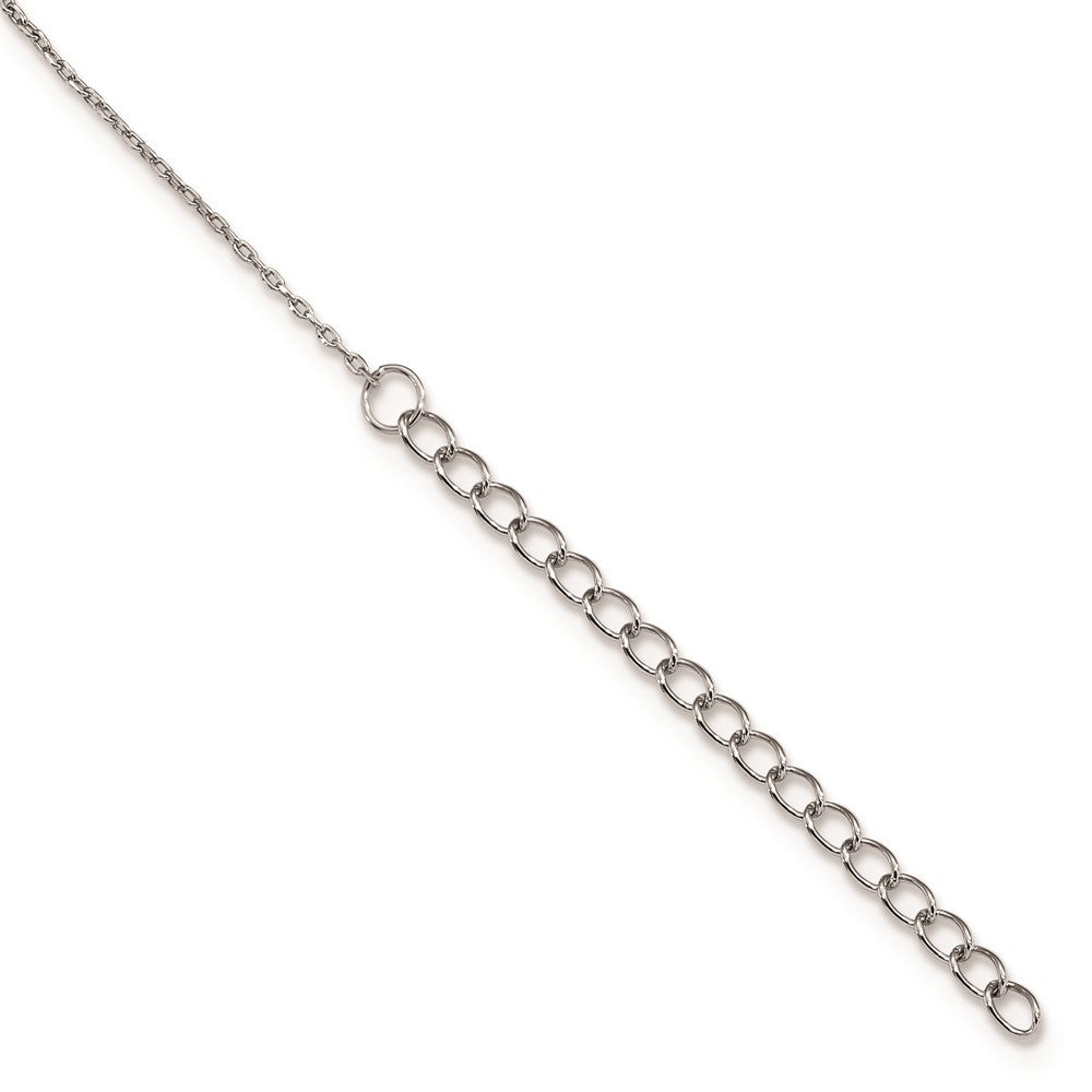 Sterling Silver Rhodium-Plated Cz W/2In Ext. Fancy Necklace
