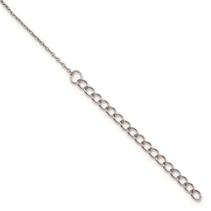 Sterling Silver Rhodium-Plated Cz W/2In Ext. Fancy Necklace