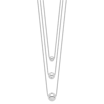 Sterling Silver Rhodium-Plated 3-Strand W/2In Ext. Polished Necklace