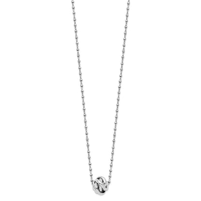 18 Inch Sterling Silver Rhodium-Plated Polished Love Knot D/C Chain Necklace