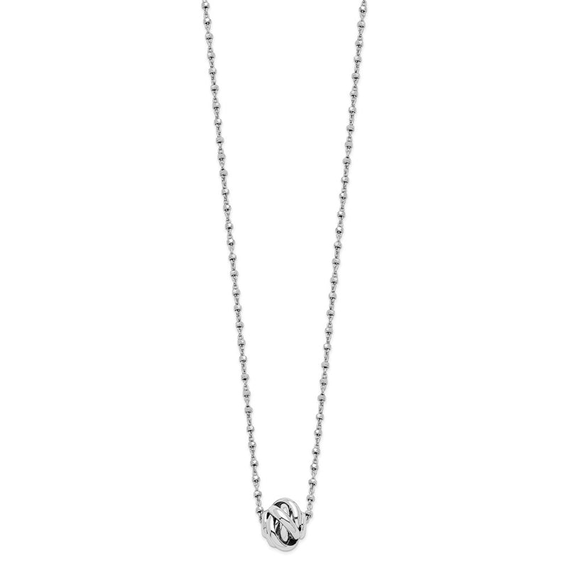 18 Inch Sterling Silver Rhodium-Plated Polished Love Knot D/C Chain Necklace