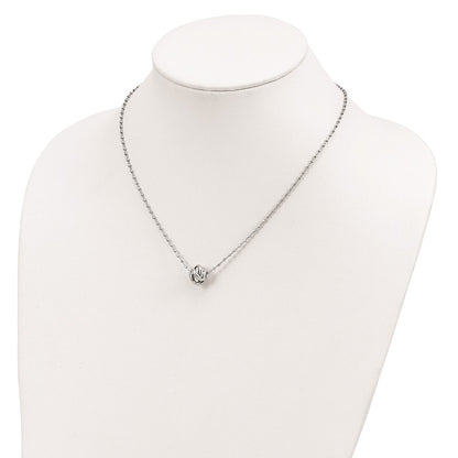 18 Inch Sterling Silver Rhodium-Plated Polished Love Knot D/C Chain Necklace