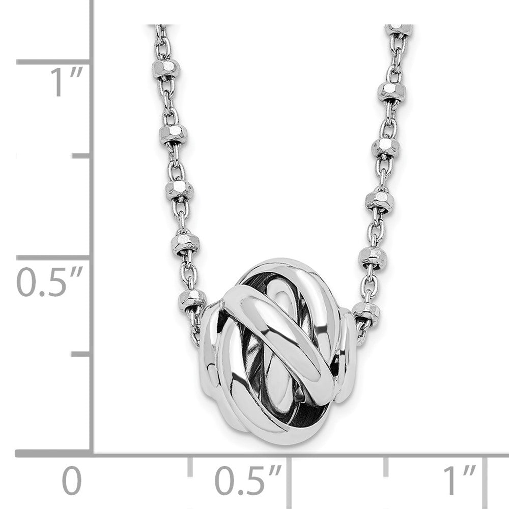 18 Inch Sterling Silver Rhodium-Plated Polished Love Knot D/C Chain Necklace
