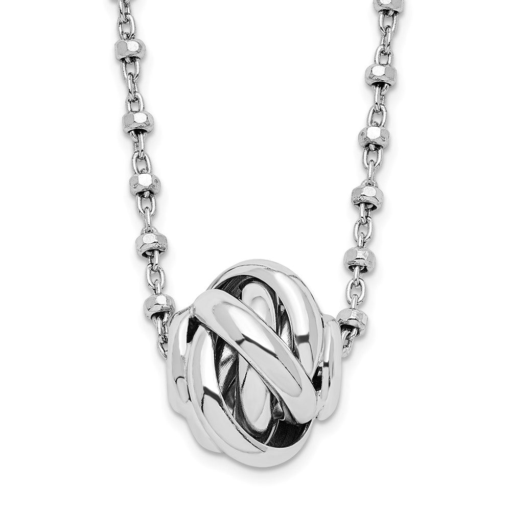 18 Inch Sterling Silver Rhodium-Plated Polished Love Knot D/C Chain Necklace