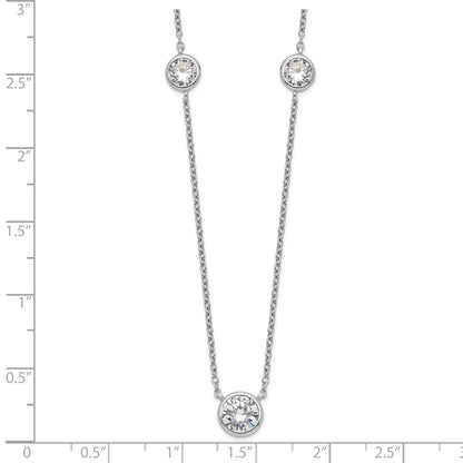 Sterling Silver Rhodium-Plated 3 Station Cz Necklace