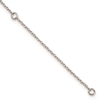 Sterling Silver Rhodium-Plated Heart 17 Inch Plus 2In Ext. Necklace