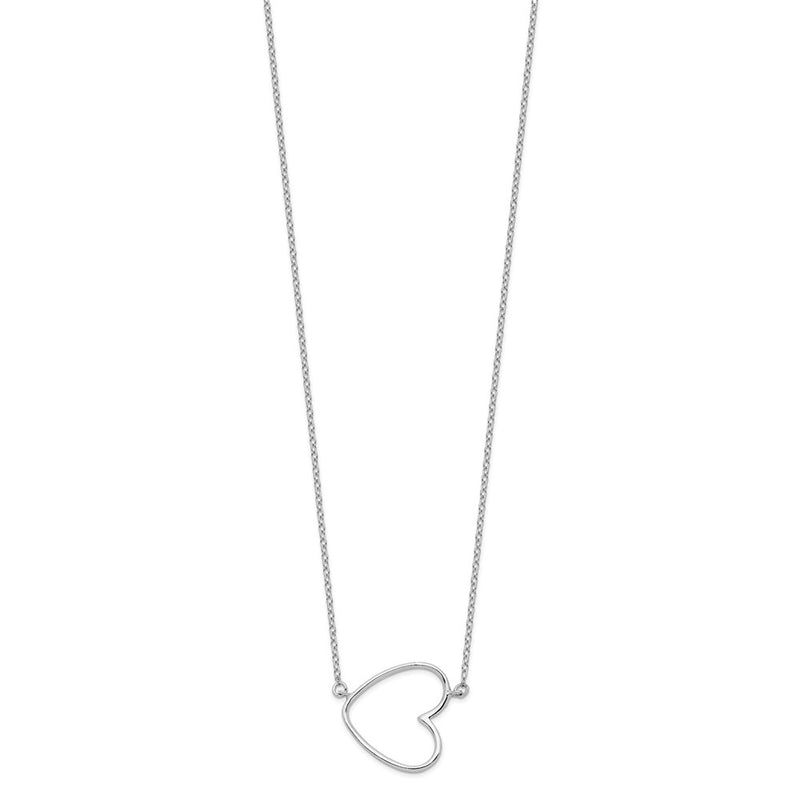 Sterling Silver Rhodium-Plated 18In Heart Necklace