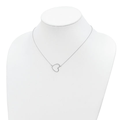 Sterling Silver Rhodium-Plated 18In Heart Necklace