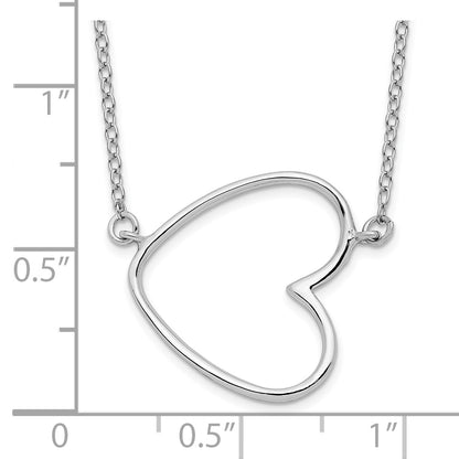 Sterling Silver Rhodium-Plated 18In Heart Necklace