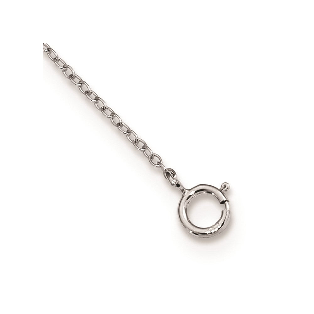 Sterling Silver Rhodium-Plated Polished Double Linked Heart 16 Inch Necklace With 2 Extension