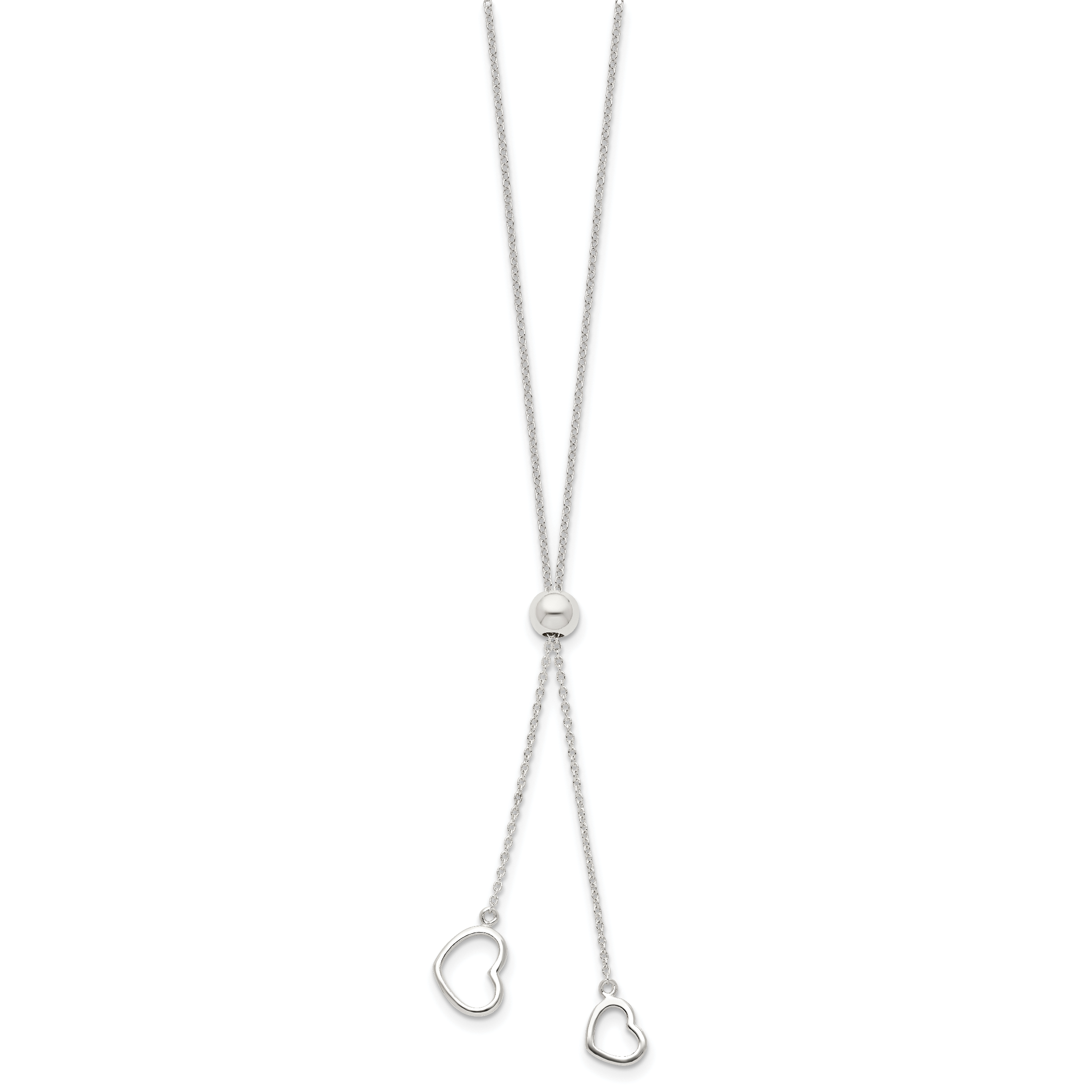 Sterling Silver Polished 2-Heart Adjusts Up To 19.5 Inch Necklace