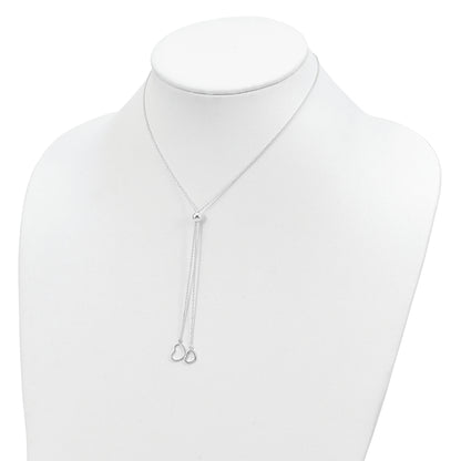 Sterling Silver Polished 2-Heart Adjusts Up To 19.5 Inch Necklace