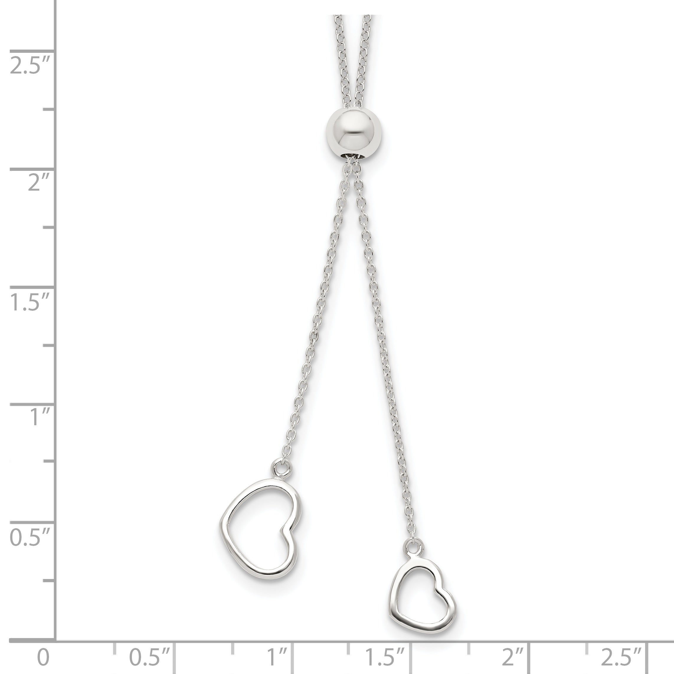 Sterling Silver Polished 2-Heart Adjusts Up To 19.5 Inch Necklace