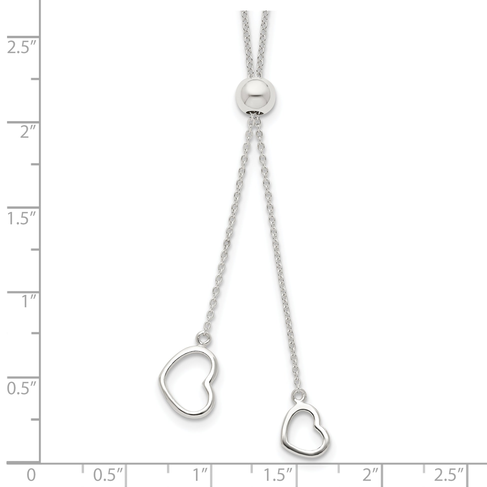 Sterling Silver Polished 2-Heart Adjusts Up To 19.5 Inch Necklace