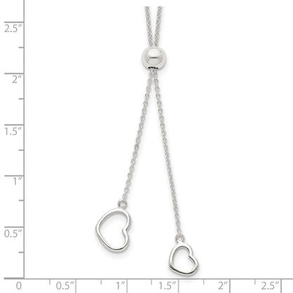 Sterling Silver Polished 2-Heart Adjusts Up To 19.5 Inch Necklace