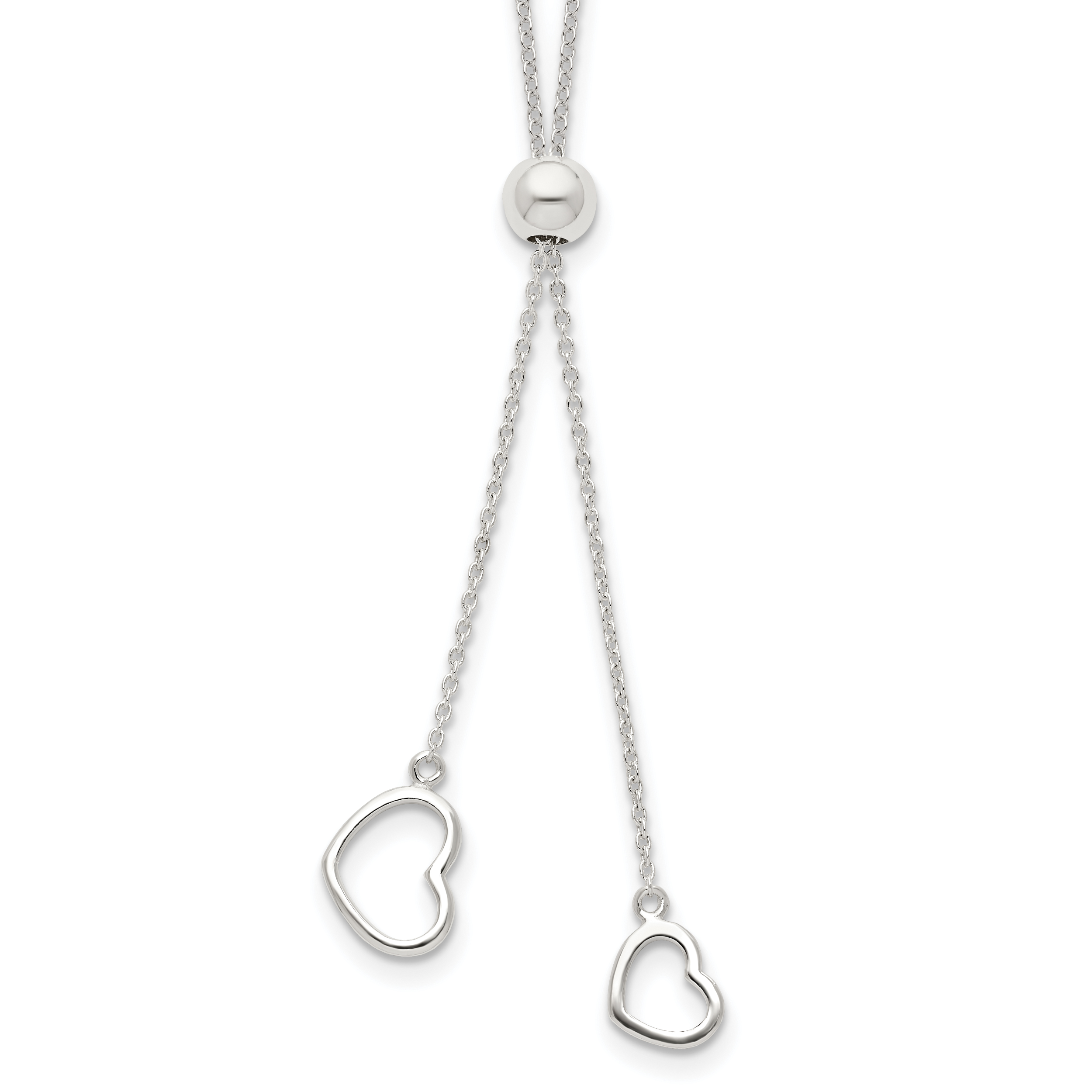 Sterling Silver Polished 2-Heart Adjusts Up To 19.5 Inch Necklace