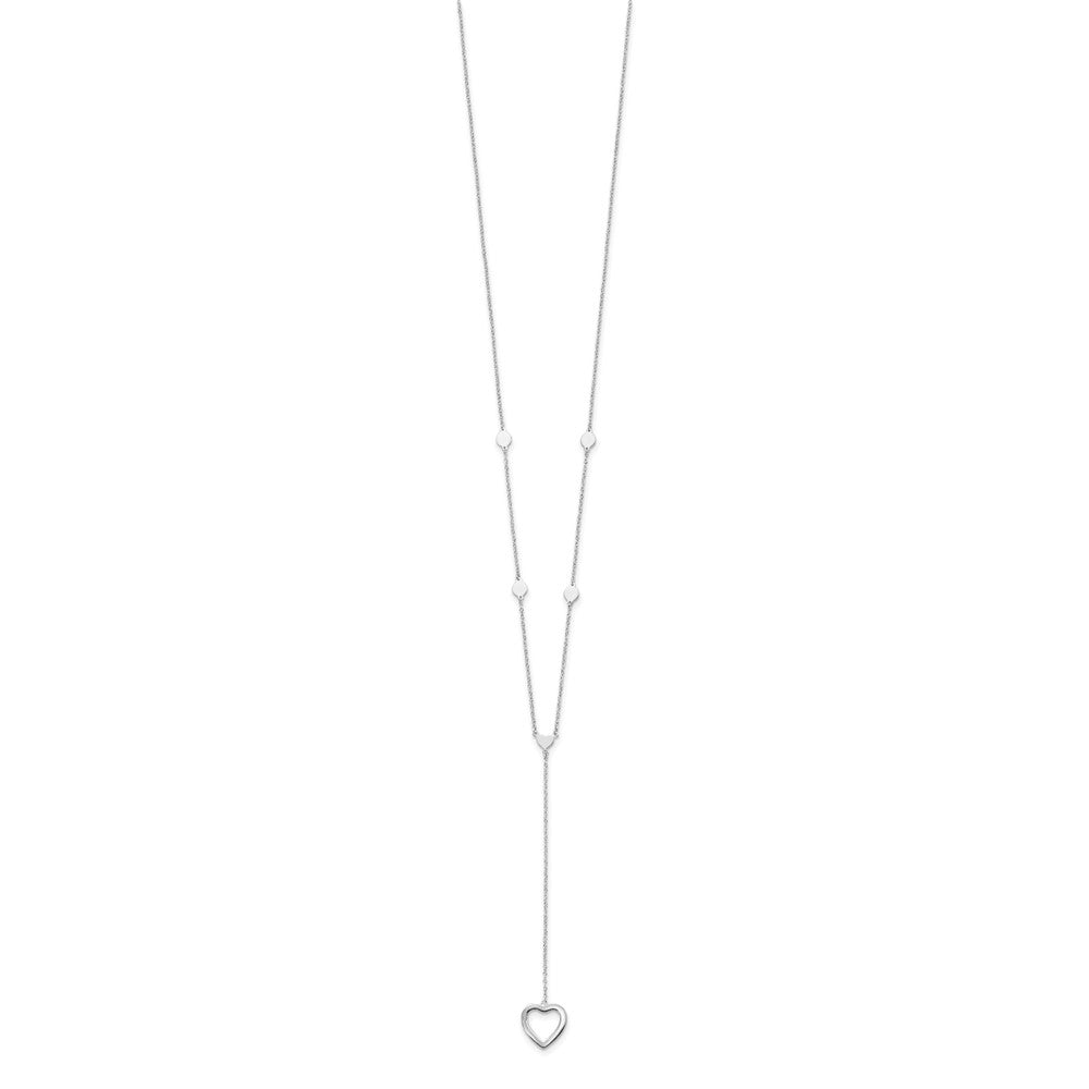 Sterling Silver Rhodium-Plated Hearts W/2In Ext. Y-Necklace