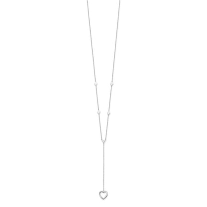 Sterling Silver Rhodium-Plated Hearts W/2In Ext. Y-Necklace
