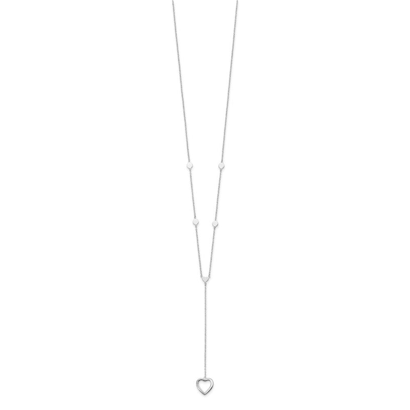 Sterling Silver Rhodium-Plated Hearts W/2In Ext. Y-Necklace
