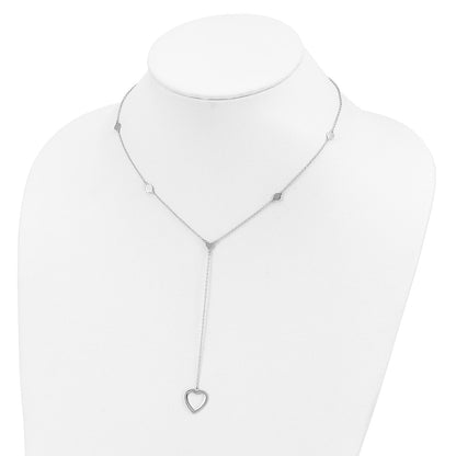 Sterling Silver Rhodium-Plated Hearts W/2In Ext. Y-Necklace