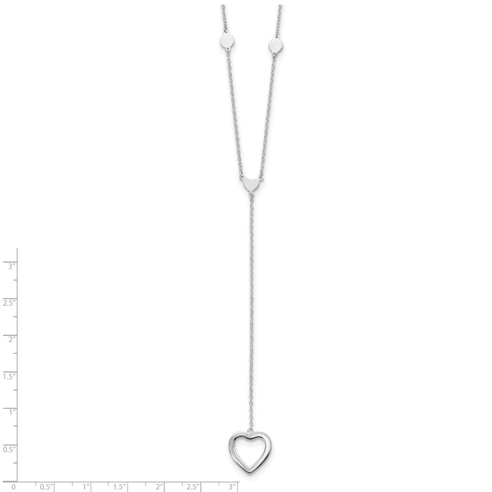 Sterling Silver Rhodium-Plated Hearts W/2In Ext. Y-Necklace
